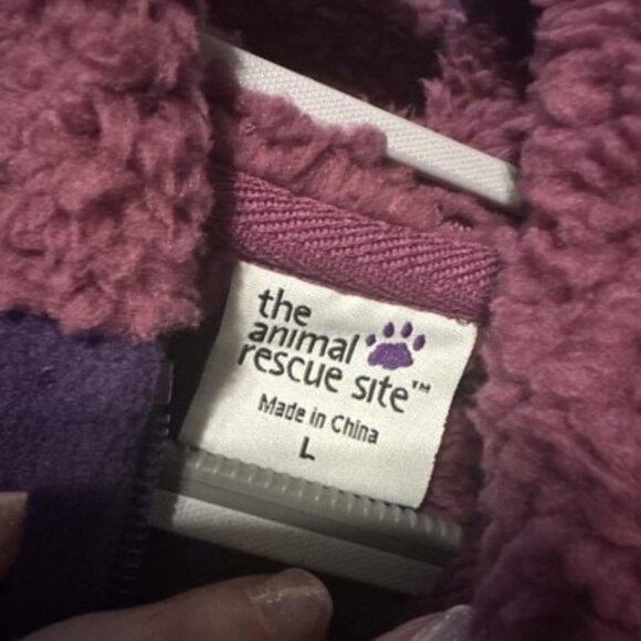 The Animal Rescue Site Fleece Hoodie Size Large Purple With Embroidered Paws - Picture 5 of 5